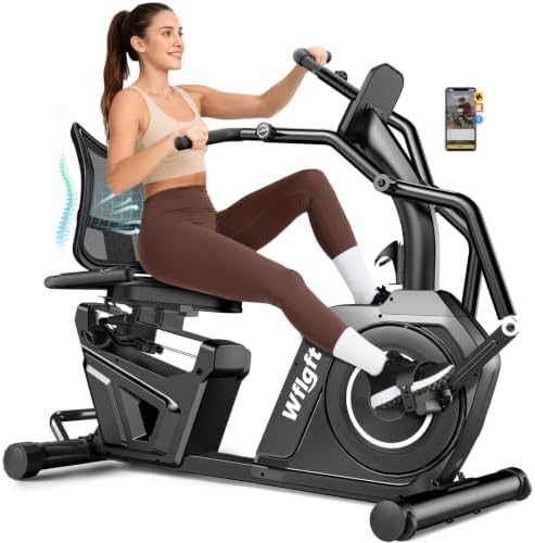 Recumbent Exercise Bikes for Home, Stationary Bike with Arm Exerciser | Smart Bluetooth App, 450LBS Capacity, 16 Level Magnetic Resistance