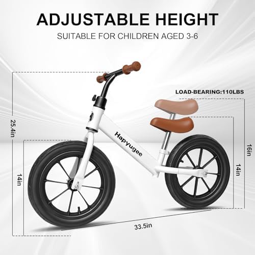 Toddler Balance Bike, 14" Lighting Wheels, Air Tires, Kids' Balance Bikes for 3-6 Years Old with Adjustable Seat