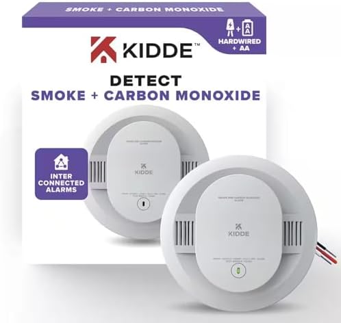 Kidde KN-COSM-IBA Hardwire Combination Smoke Carbon Monoxide Detector Battery Backup Voice Warning Interconnectable (2-Pack)