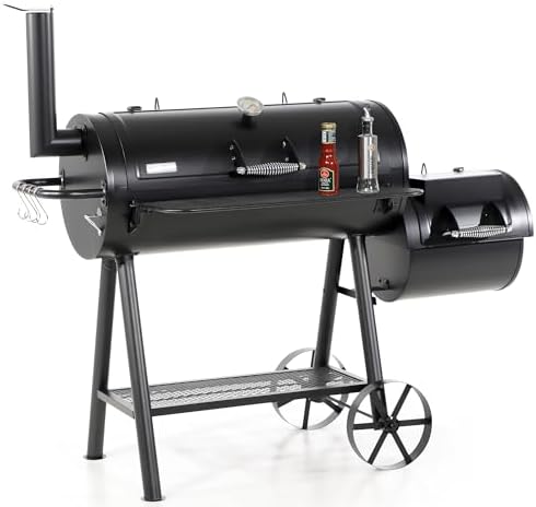 Captiva Designs Vertical Charcoal Smoker Grill Extra Large Barbecue Grill | 961 SQ.IN Outdoor Barrel BBQ Meat Smoker with 5 Removable Smoking Grates & Built-in Hooks for Outdoor Backyard Cooking