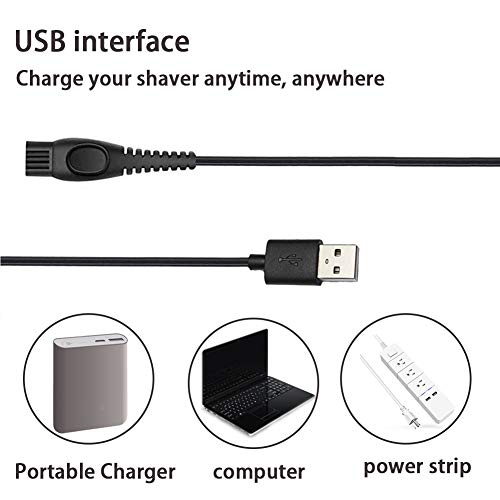 Shaver Power Cord for Philips-Norelco HQ8505 Norelco 7000 5000 3000 Series Shaver USB Charger Line 5V Replacement Charger Cord