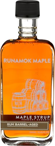 Runamok Organic Bourbon Barrel Aged Maple Syrup - Vermont Maple Syrup, Pure Maple Syrup for Cocktails, Cheese Pairing & Perfect To Be Used As Pancake Syrup, Maple Syrup Organic | 8.45 Fl Oz (250mL)