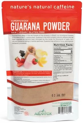 Guarana Seed Powder Extract: USDA Organic, 65mg Caffeine/Serving | Raw, Vegan, Non-GMO, Gluten-Free Superfood, Boosts Energy Naturally