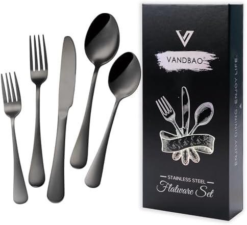 VANDBAO Rainbow Flatware Cutlery Silverware Set 20 Pieces, Stainless Steel Colorful Utensils, Tableware Set Service for 4, Include Knife/Fork/Spoon