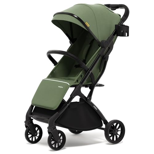 newyoo GlideTow TR18 Travel Stroller, Compact & Lightweight, Muted Olive | Newborn to toddler, foldable, self-standing design, 175° near-flat recline, large mesh window, trolley mode & UPF 50+ canopy