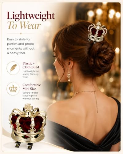 PRETYZOOM 3D Mini Queen Crown Hair Clip for Women