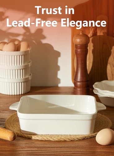 Sweese 8x8 inch Square Porcelain Baking Dish with Double Handles - Non-Stick Oven Casserole Pan for Brownie, Lasagna
