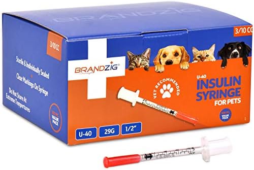 Brandzig U-40 Pet Insulin Syringes 29G 3/10cc, 1/2" 100-Pack