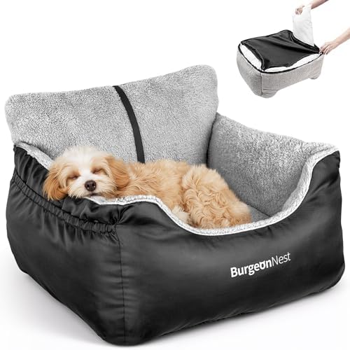 BurgeonNest Dog Car Seat for Small Dogs & Cats Under 25 lbs,Black