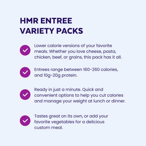HMR Variety Entrée Meals Pack, 5 Ready-to-Eat Favorites | Entrée Variety Pack – Assorted Ready Meals – Microwave-Friendly – 5 Meals – Shelf Stable