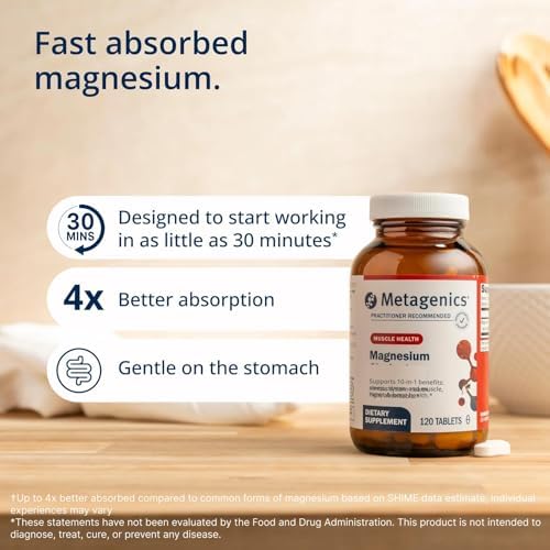 Metagenics Magnesium Glycinate 100mg-Highly Absorbable Magnesium Supplement for Sleep, Stress Relief & Muscle Relaxation - Bone, Heart & Nerve Health-Non-GMO, Gluten-Free-120 Tablets