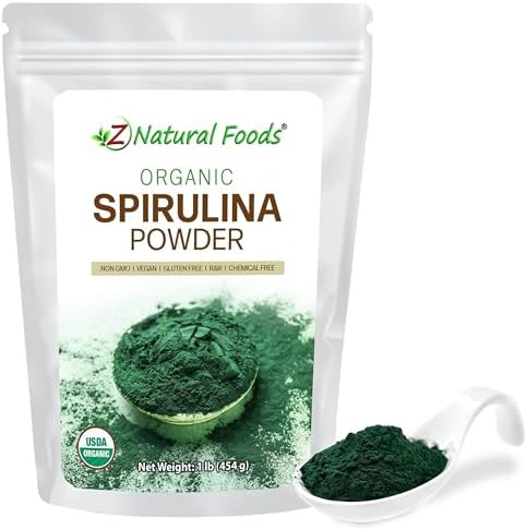 Z Natural Foods Organic Spirulina Powder - 16 oz (Pack of 1) | Organic, Blue-Green Algae Superfood, Spirulina, Raw, Contains Amino Acids, Mixes in Smoothies, Yogurt & Recipes