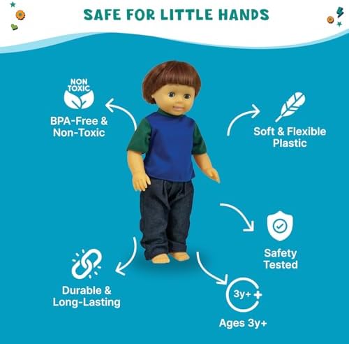 Get Ready Kids Caucasian Boy Doll - 16 inch Realistic Vinyl Poseable Doll | Imaginative play boy doll with movable limbs, rooted hair