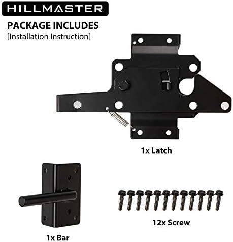 HILLMASTER Heavy Duty Self-Locking Gate Latch for Wooden Fence, Post Mount Automatic Gate Lock Gravity Door Latch Hardware for Secure Pool