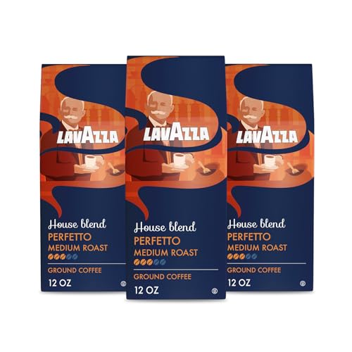 Lavazza House Blend Perfetto Ground Coffee 6 Bags of 12oz, Medium Roast, Full-bodied, Intensity 3/5, 100% Arabica, Ideal for Drip Brewers, (Pack of 6) - Package May Vary