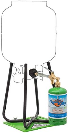 Flame King Refillable 1LB Empty Propane Cylinder Tank with Refill Kit and CGA600 Connection - Reusable, Safe and Legal Refill Option