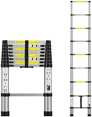 Telescoping Extension Ladder 12.5FT, Aluminum Telescopic Ladders with Carry Bag for Outdoor Indoor Use
