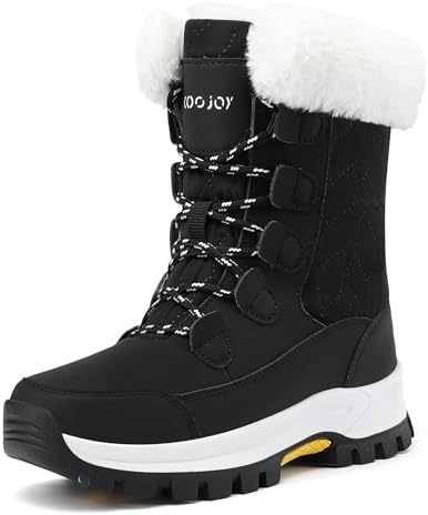 COOJOY Womens Waterproof Winter Snow Boots Warm Shoes Furry Mid Calf Lightweight Walking Hiking Booties