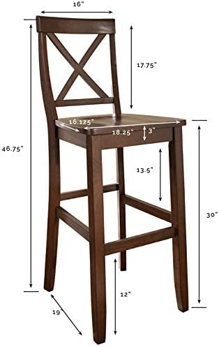 Crosley Furniture X-Back Wood Bar Stools Set of 2, Black, 30-inch