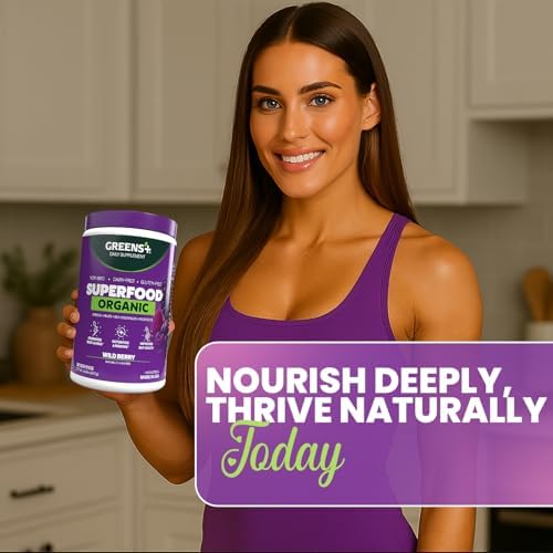 Greens+ Organic RAW Superfood Powder, Dietary Supplement | 8.46oz | Energy Boost | Super Blend Immune Support, Morning Kick, Nutrition Vibrant Health, Vegan, Soy Free | Dairy Free | Gluten Free