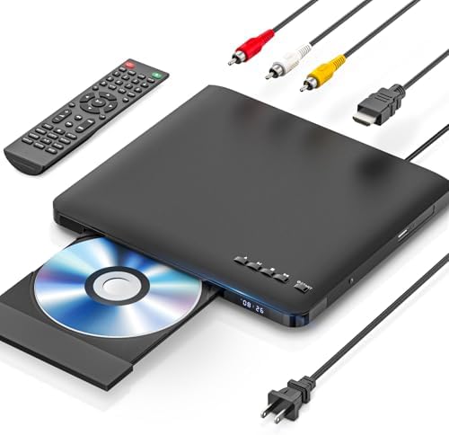 Ultra Slim DVD Player, Thin HDMI AV DVD Players for TV, 1.77 Inch Design
