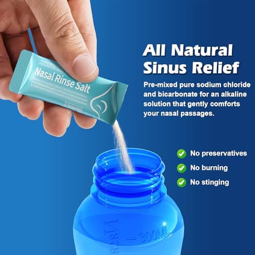 MAOEVER 120 Saline Nasal Packets, Nasal Salt Rinse for Neti Pots & Squeeze Bottles, Individually Wrapped & pH Balanced, Cooling Sinus Relief & Nasal Care(120, Mint Green)