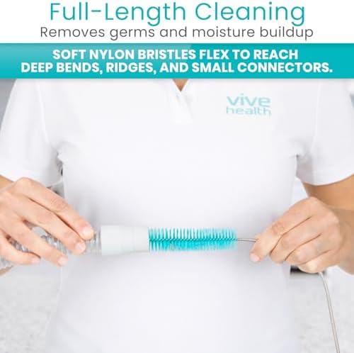 Vive CPAP Tube Cleaning Brush - Stainless Steel Cleaner for Mask and Pipe | Wire Bristle Solution - for 7 Foot Hose and 22 mm Diameter - Portable
