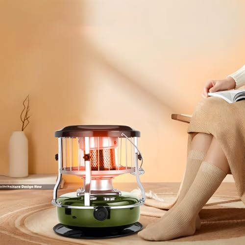 Kerosene Heater for Indoor & Outdoor Use, Portable 9000 BTU Non Electric Kerosene Stove with Oil Gauge, Cordless Space Heater for Home, Camping, Cooking and Heating Black