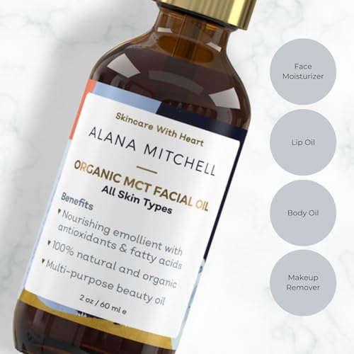 Alana Mitchell Organic MCT Face Oil – Natural Coconut Oil for Skin to Hydrate & Help Prevent Wrinkles & Fine Lines – Face Moisturizer for Women