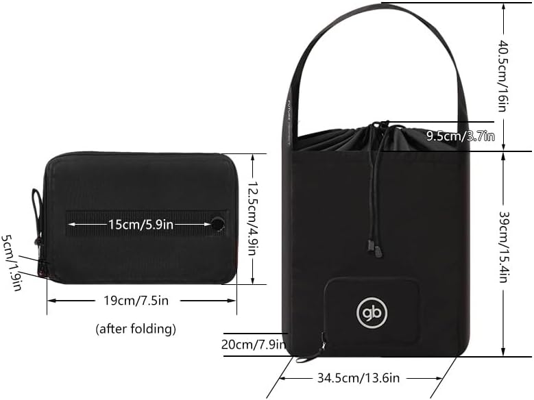 gb Travel Bag for Pocket/Pockit+ Stroller, Black | Padded Interior, Shoulder Strap