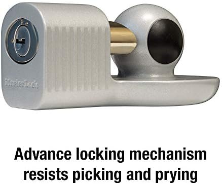 Master Lock Silver Trailer Hitch Lock, Trailer Tongue Lock for RV, Horse Trailer, or Utility Tool Trailer, 377DAT