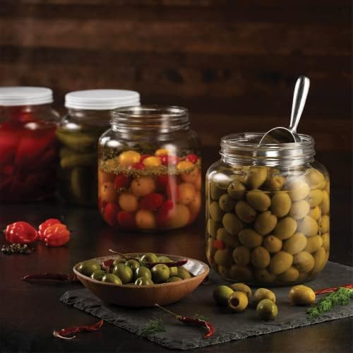 Paksh Novelty 64 oz Mason Jar, Half Gallon Jar, Wide Mouth, Clear, 4 Pack