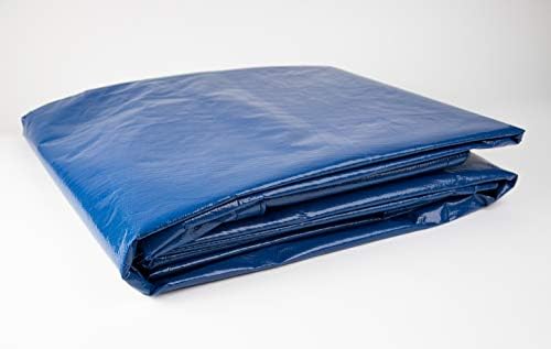 Blue Wave Arctic Armor 14x28-ft Rectangular In-Ground Pool Winter Cover | Solid polyethylene, black underside, heat-sealed seams, grommets, cable, winch, 5-ft overlap, 15-yr support, blocks debris