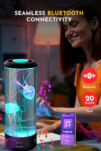 Brewish Jellyfish Lamp, 16 Color Options, 4 Mode Lifelike Jellyfish Aquarium, Electric Jellyfish LED Night Light, Fake Aquarium, Home Decor