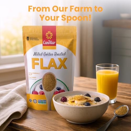 Golden Roasted Milled Flax Seeds 16 oz (1 lb) - Non-GMO - Fiber