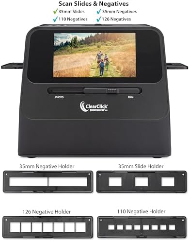 ClearClick QuickConvert 2.0 Photo, Slide, and Negative Scanner - Scan 4x6 Photos & 35mm, 110, 126 Film - No Computer Required - 22 MegaPixels