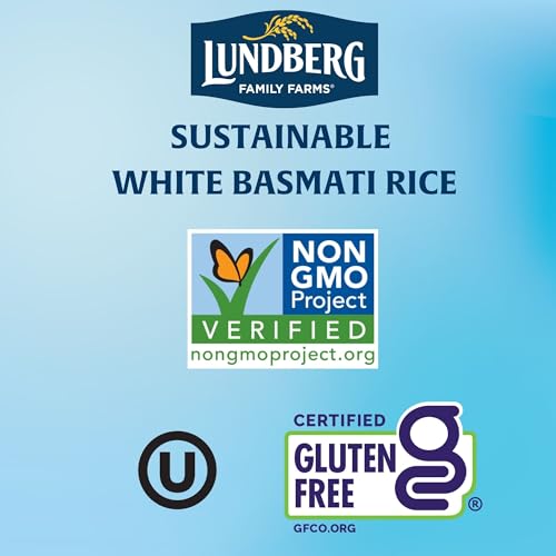 Lundberg Basmati Rice, Long Grain White Rice - Non-Sticky, Fluffy, Nutty, Aromatic Rice, Vegan Food, Healthy Meals, Gluten-Free Rice Grown in California, 32 Oz