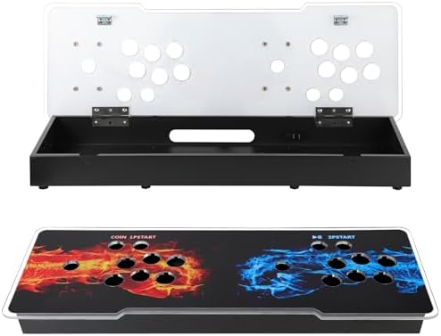 Sturdy DIY Arcade Console Kit - Metal Base and Acrylic Panel, 2 Player Video Game Machine Case, Supports 8 Buttons Each
