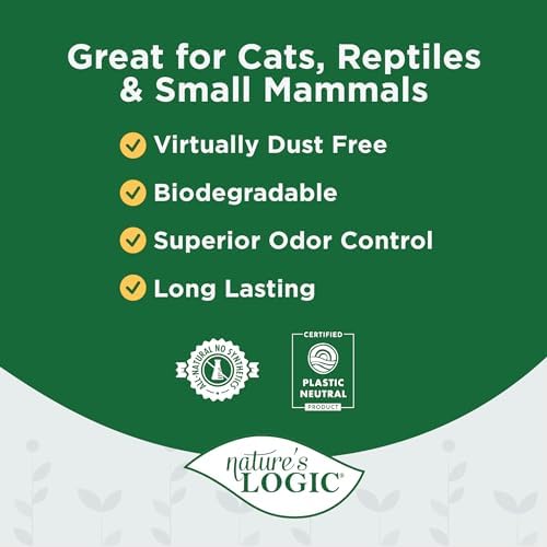 NATURE'S LOGIC Pine Pellet Cat Litter - 100% Natural - Unscented, 12 lb | 100% Natural Pine, Dust-free, Biodegradable, Safe for cats, kittens, reptiles & small pets, Highly absorbent, 12 lb bag