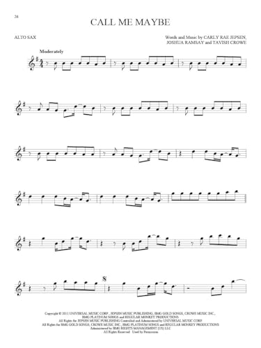 101 Hit Songs for Alto Sax | Pop and Rock Saxophone Sheet Music Collection | Songbook for Intermediate and Advanced Players | Popular Music for Alto