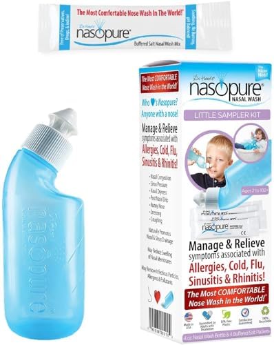 DR HANA'S NASOPURE Nasal Wash, “The Nicer Neti Pot” Little Sampler Sinus Wash Kit, Comfortable Rinse, 4 Oz