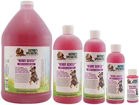 Nature's Specialties Berry Gentle Ultra Concentrated Face and Body Wash for Pets, Makes up to 16 Gallons, Natural Choice for Professional Groomers, Gently Cleanse The Skin and Coat, Made in USA, 1 gal
