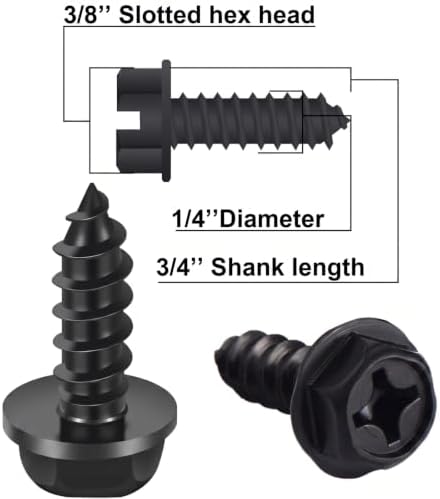 BBTO 50 Pcs License Plate Screws 3/4" x 1/4" Stainless Steel License Plate Bolts with Rustproof Silver Front Rear Bolt Fasteners Kit for Car