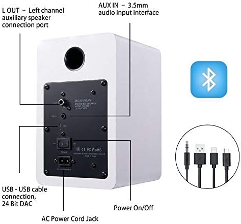 Sanyun SW208 3" Active Bluetooth 5.0 Bookshelf Speakers, Built-in 24bit DAC