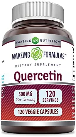 Amazing Formulas Quercetin 500mg 120 Veggie Capsules Supplement - Non-GMO - Gluten Free - Supports Overall Health & Well Being