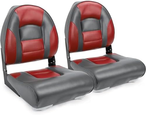 NORTHCAPTAIN Deluxe A Pair of Marine High Back Folding Boat Chair Fishing Boat Seat, for Fishing, Bass/Jon/Pontoon Boat Chairs