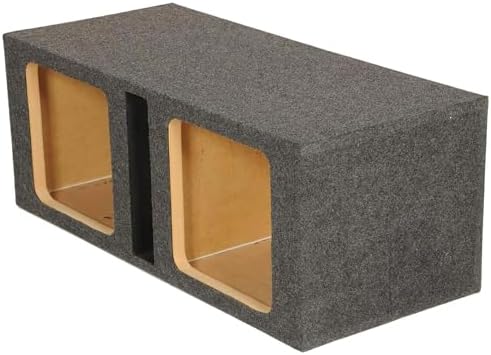 QPower QBOMB15VSQ QBOMB 15 Inch Center Vented Dual Ported Subwoofer Enclosure Speaker Box for Car Audio Sound Systems, Square