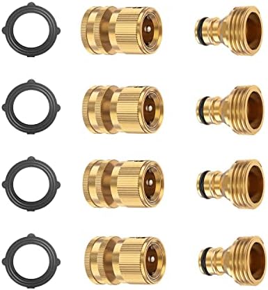 BoArt Garden Hose Quick Connector Set, Solid Brass 3/4 Inch Water Fitings Thread Easy Connect No-Leak Male Female 6 Sets