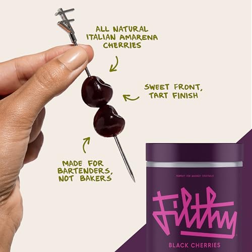 Filthy Amarena Black Cherries, Premium Cocktail Garnish - 45 Oz Tin, 1 Pack | All Natural Ingredients, Wild Italian Amarena Black Cherry for Whiskey Cocktails - Non-GMO, Gluten Free, Vegan