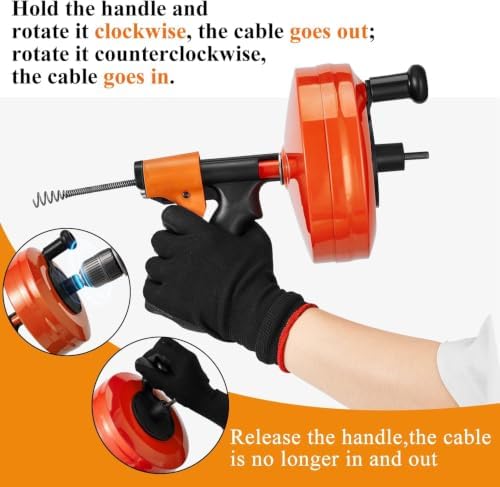 50 FT Drain Auger/Snake with Auto-Feed, Heavy Duty Plumbing Snake | Drill-Compatible Sewer Snake Tool & Flexible Steel Cable
